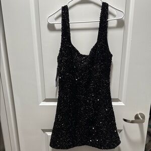 Princess Polly Black Sequin Scoop Neck Mini Dress